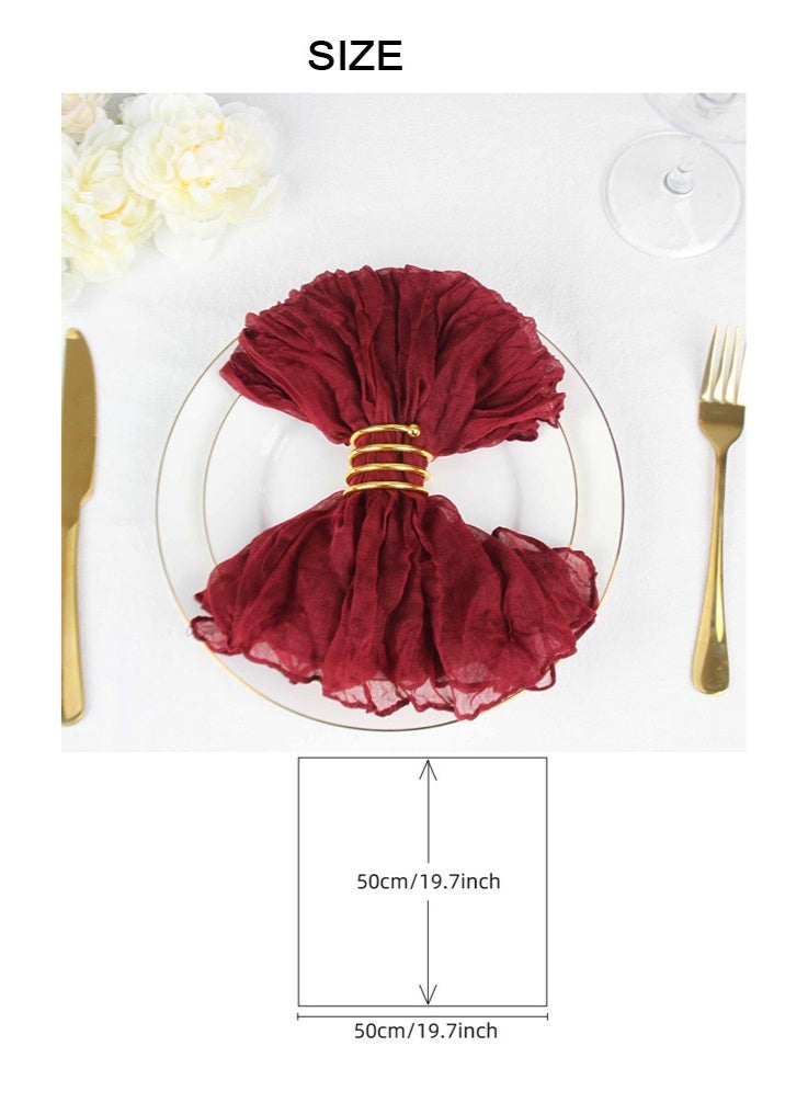 AVHUGOO Set of 6 Burgundy Cheesecloth Napkins, 19.7 x 19.7 Inches Soft Gauze Fabric Napkins, Rustic Boho Style Reusable Cloth Napkins for Wedding, Thanksgiving, Christmas, Dinner Party Table Decor - Image 3
